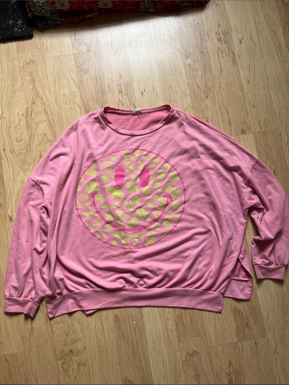 Pink Smiley Leopard Print Sweatshirt